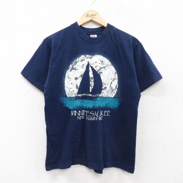 フルーツオブザルーム 90s 半袖Tシャツ ヨット ネイビー L | 古着