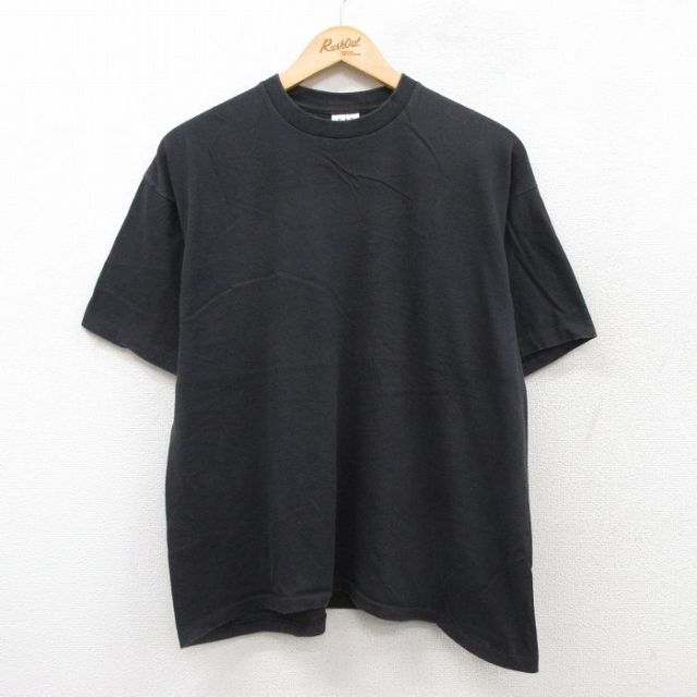 XL★古着 ギャップ GAP 半袖 ビンテージ Tシャツ メンズ 90年代 90s 無地 コットン クルーネック USA製 黒 ブラック 25jul24 中古