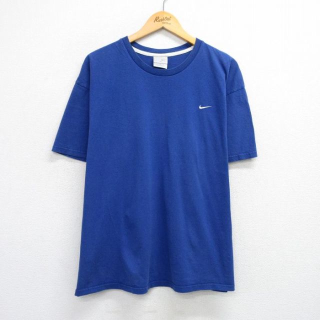 【50%OFF】ナイキ 00s 半袖Tシャツ ワンポイントロゴ ブルー XL | 古着