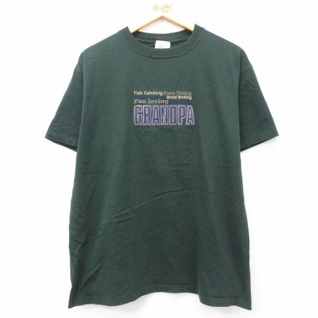 00s 半袖Tシャツ GRANDPA刺繍 グリーン L | 古着