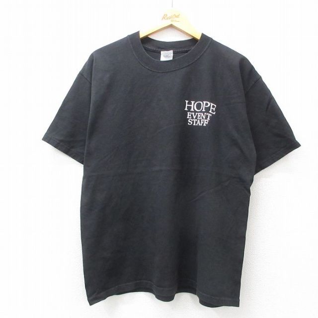 L★古着 半袖 ビンテージ Tシャツ メンズ 00年代 00s HOPE イベント スタッフ コットン クルーネック 黒 ブラック 25jul19 中古