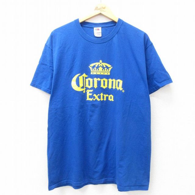 XL★古着 フルーツオブザルーム 半袖 ビンテージ Tシャツ メンズ 00年代 00s コロナビール コットン クルーネック 青 ブルー 25jul19 中古