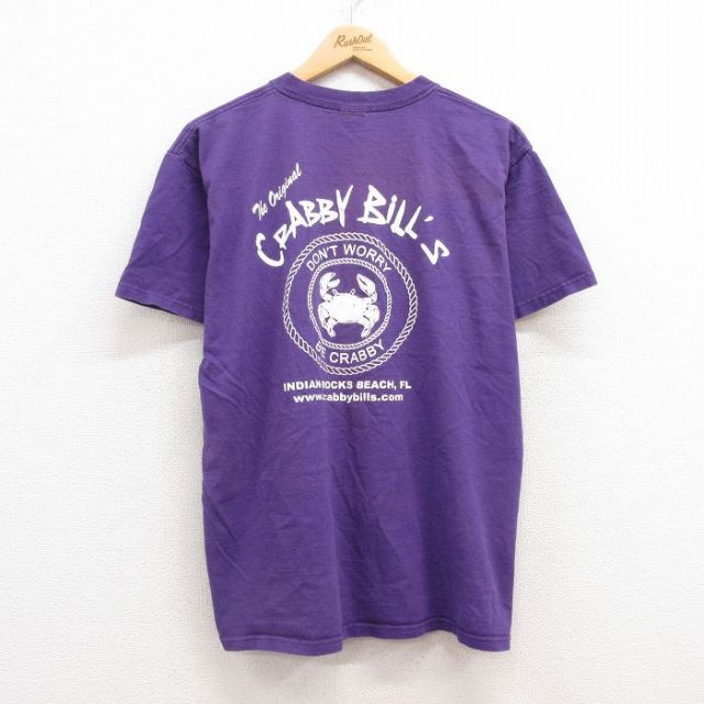 L★古着 半袖 ビンテージ Tシャツ メンズ 00年代 00s CRABBY カニ コットン クルーネック 紫 パープル 25jul19 中古