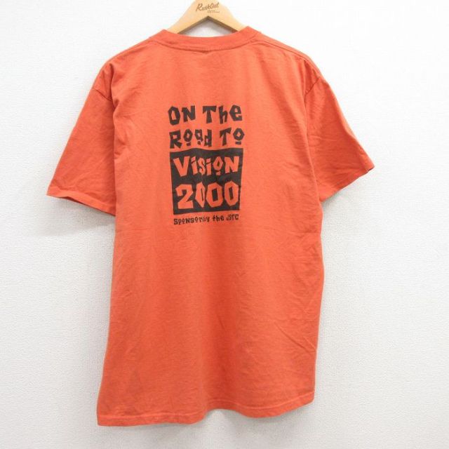 【20%OFF】XL★古着 半袖 ビンテージ Tシャツ メンズ 00年代 00s Road コットン クルーネック USA製 オレンジ系 25jul19 中古