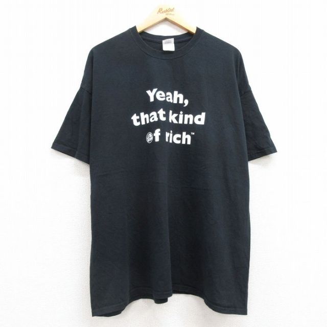 XL★古着 半袖 ビンテージ Tシャツ メンズ 00年代 00s Yeah 大きいサイズ コットン クルーネック 黒 ブラック 25jul19 中古