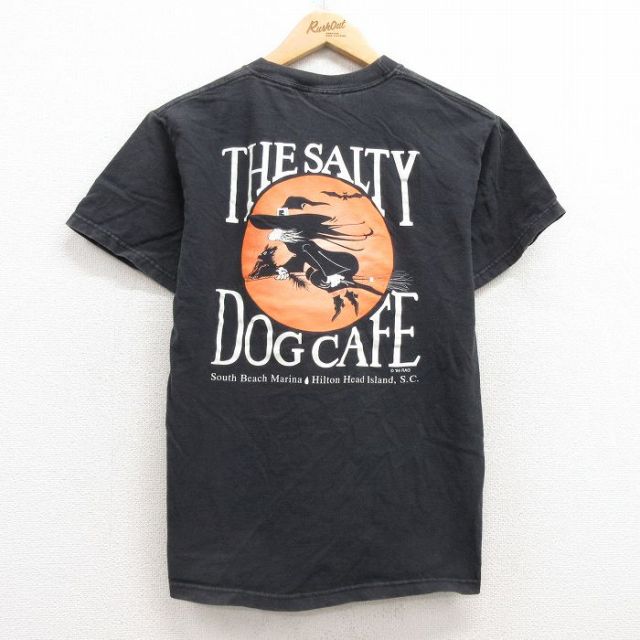S★古着 ヘインズ Hanes 半袖 ビンテージ Tシャツ メンズ 00年代 00s ザソルティドッグカフェ コットン クルーネック 黒 ブラック 25jul19 中古