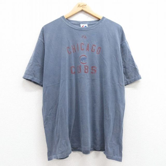 マジェスティック 00s 半袖Tシャツ シカゴカブスプリント ネイビー XL | 古着