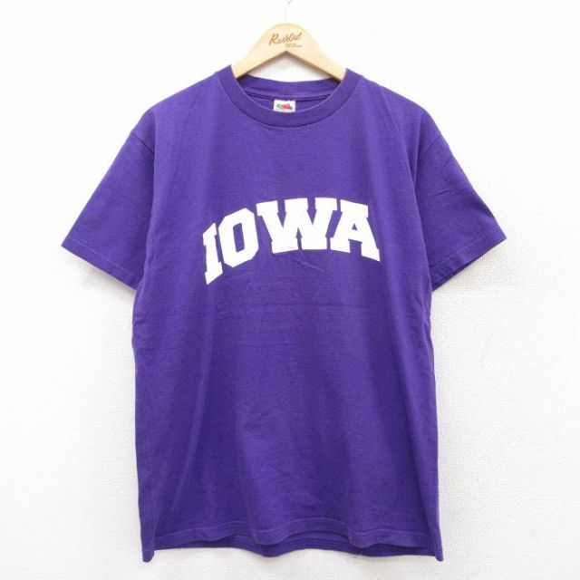 L★古着 フルーツオブザルーム 半袖 ビンテージ Tシャツ メンズ 00年代 00s アイオワ コットン クルーネック 紫 パープル 25jul22 中古