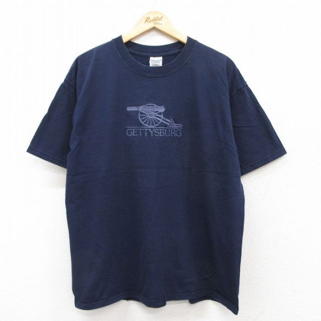 00s 半袖Tシャツ GETTYSBURG刺繍 ネイビー XL | 古着