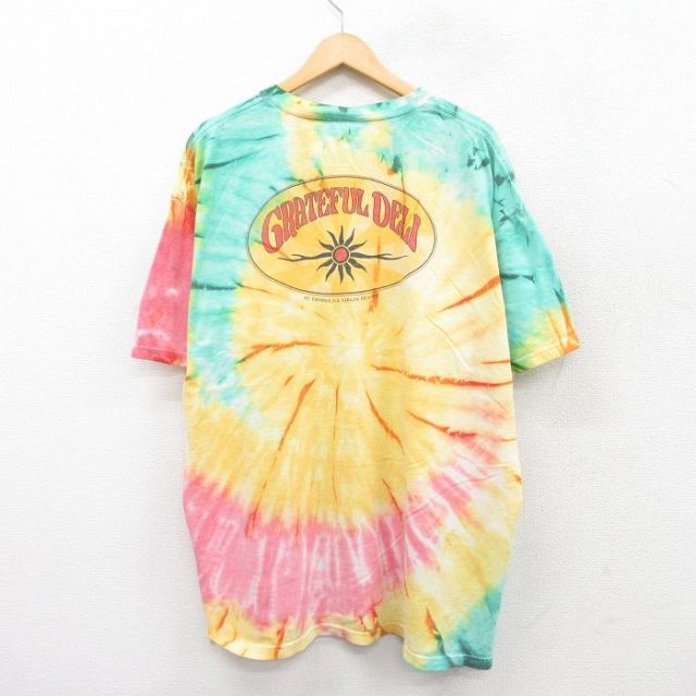 【50%OFF】XL★古着 半袖 ビンテージ Tシャツ メンズ 00年代 00s GRATEFUL DELI 大きいサイズ コットン クルーネック 黄他 イエロー タイダイ 25jul22 中古