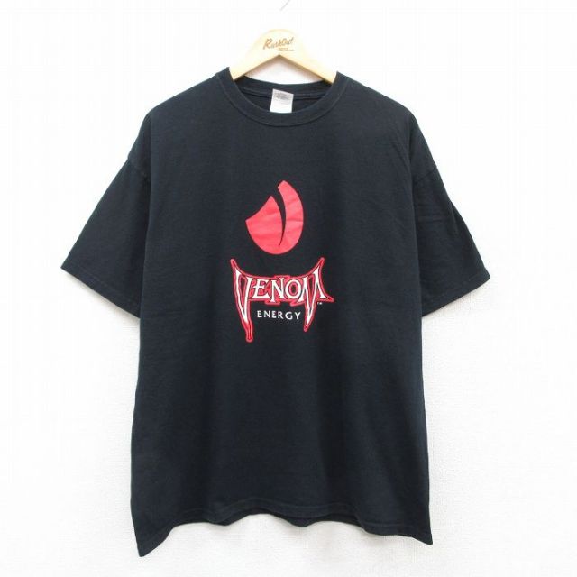 XL★古着 半袖 ビンテージ Tシャツ メンズ 00年代 00s VENOM ENERGY 大きいサイズ コットン クルーネック 黒 ブラック 25jul22 中古