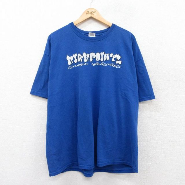 00s 半袖Tシャツ HIGH POINTEプリント ブルー XL | 古着