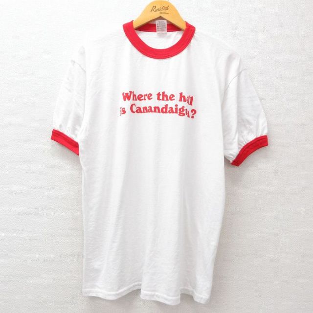XL★古着 半袖 ビンテージ Tシャツ メンズ 00年代 00s メッセージ クルーネック 白 ホワイト リンガー 25jul25 中古