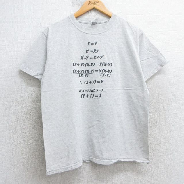 M★古着 半袖 ビンテージ Tシャツ メンズ 00年代 00s 数式 クルーネック 薄グレー 霜降り 【spe】 25jul25 中古