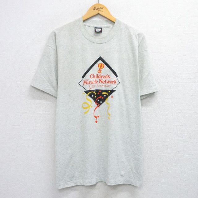 スクリーンスターズ 80s 半袖Tシャツ チルドレン ネットワーク グレー XL | 古着