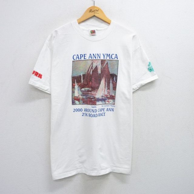 フルーツオブザルーム 00s 半袖Tシャツ CAPE ANN YMCAプリント ホワイト XL | 古着