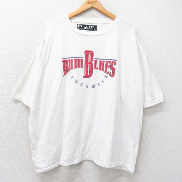 b.u.m.equipment 90s 半袖Tシャツ BUM BLUES ホワイト XL | 古着