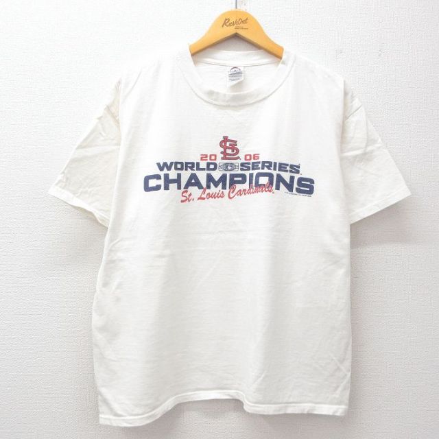 XL★古着 半袖 ビンテージ Tシャツ メンズ 00年代 00s MLB セントルイスカージナルス コットン クルーネック 白 ホワイト メジャーリーグ ベースボール 野球 25jul26 中古
