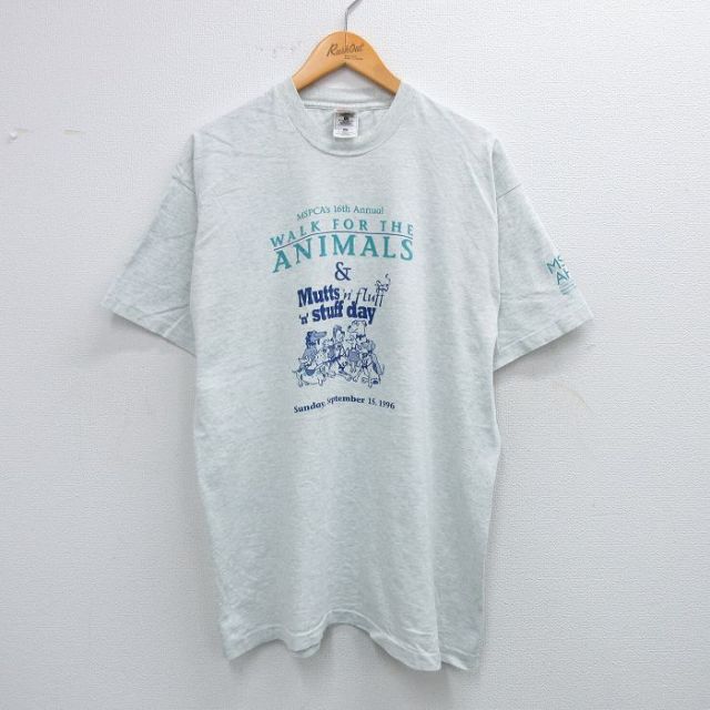 フルーツオブザルーム 90s 半袖Tシャツ 犬企業広告 グレー XL | 古着
