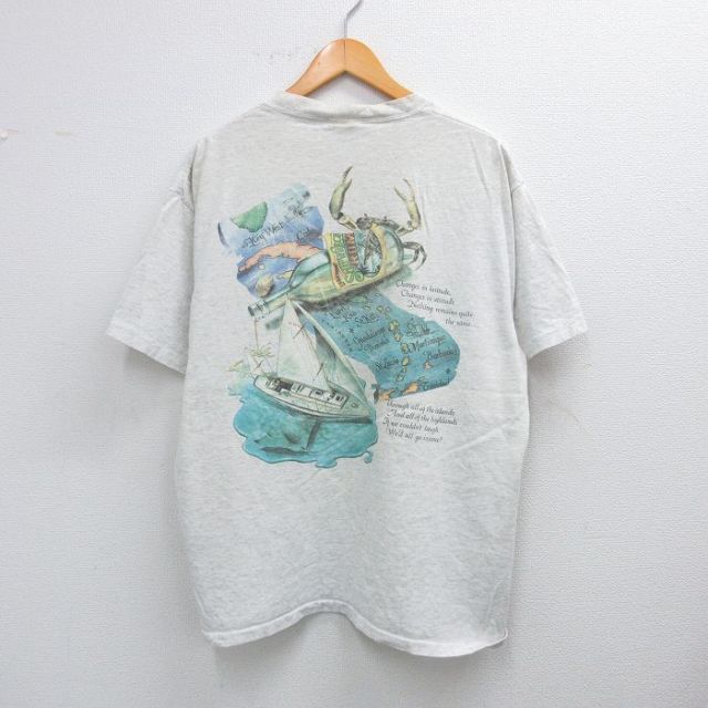 90s 半袖Tシャツ 船地図 グレー XL | 古着