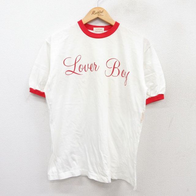 L★古着 アロー 半袖 ビンテージ Tシャツ メンズ 70年代 70s Lover Boy 手 コットン クルーネック USA製 白 ホワイト リンガー 【spe】 25jul26 中古