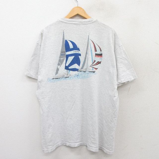 ヘインズ 90s 半袖Tシャツ ヨット グレー XL | 古着