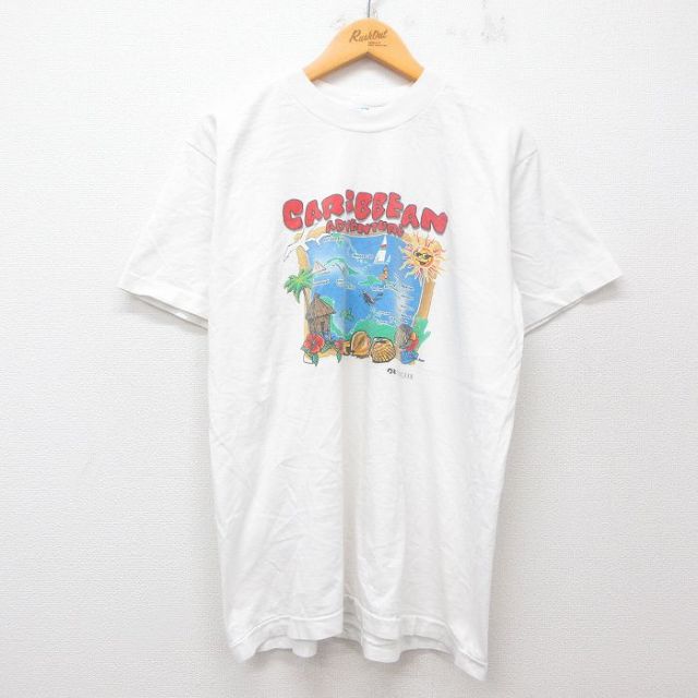 カリビアン 90s 半袖Tシャツ 地図 ホワイト L | 古着