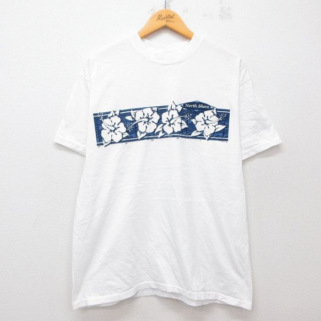 00s 半袖Tシャツ ハイビスカス ホワイト XL | 古着