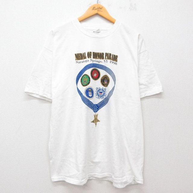 90s 半袖Tシャツ メダル ホワイト XL | 古着