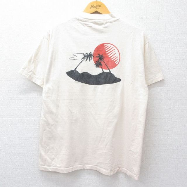 L★古着 ヘインズ Hanes 半袖 ビンテージ Tシャツ メンズ 80年代 80s LUAU コットン モックネック ハイネック USA製 生成り 【spe】 25jul26 中古