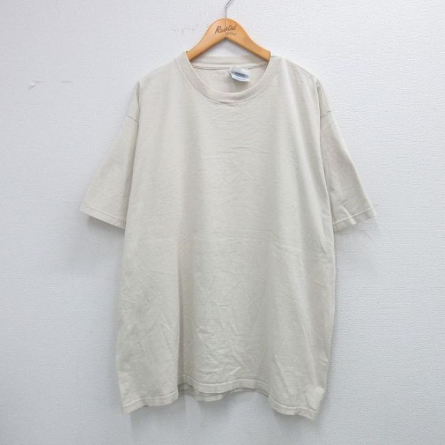 XL★古着 フルーツオブザルーム 半袖 ビンテージ Tシャツ メンズ 00年代 00s 無地 大きいサイズ コットン クルーネック 薄ベージュ カーキ 25jul26 中古