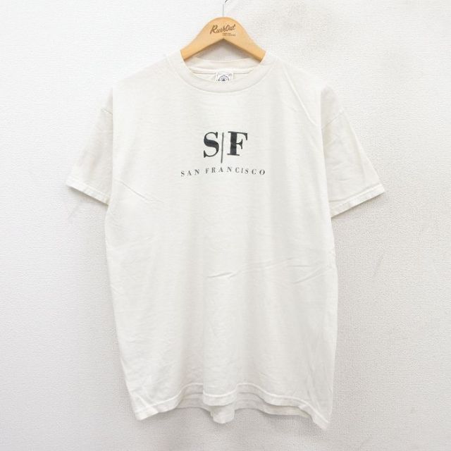 L★古着 半袖 ビンテージ Tシャツ メンズ 00年代 00s サンフランシスコ コットン クルーネック 白 ホワイト 25jul28 中古