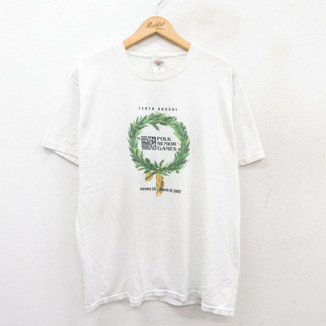 フルーツオブザルーム 00s 半袖Tシャツ POLK SENIOR GAMESプリント ホワイト L | 古着