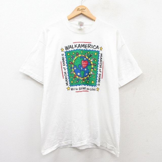 フルーツオブザルーム 90s 半袖Tシャツ WALK地球 ホワイト XL | 古着