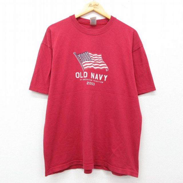 オールドネイビー 半袖Tシャツ ビッグロゴ レッド XL | 古着