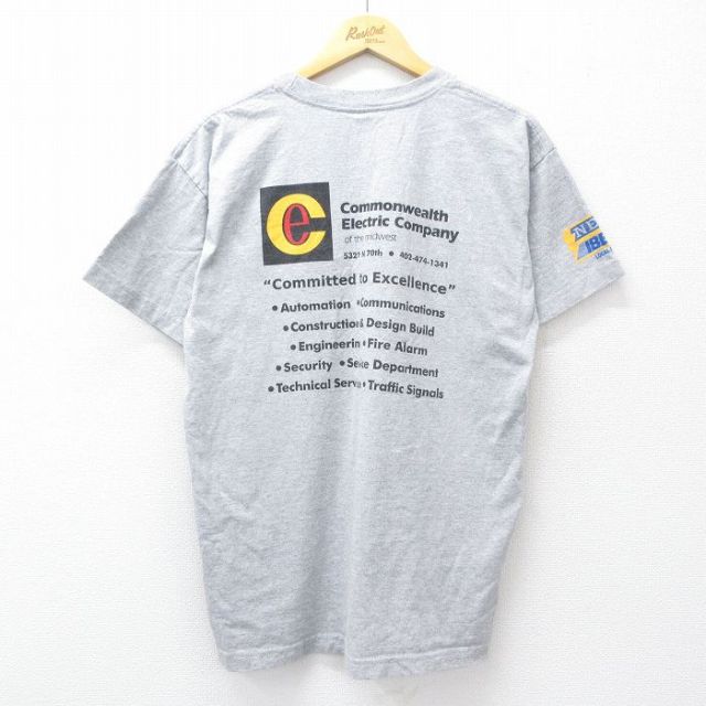 L★古着 半袖 ビンテージ Tシャツ メンズ 00年代 00s コモンウェルス 胸ポケット付き クルーネック USA製 グレー 霜降り 25jul29 中古
