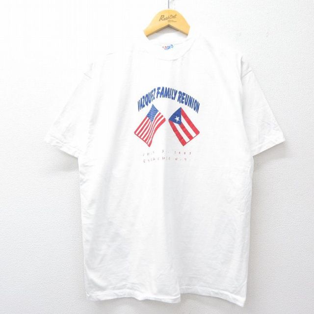ヘインズ 90s 半袖Tシャツ 星条旗プエルトリコ ホワイト XL | 古着