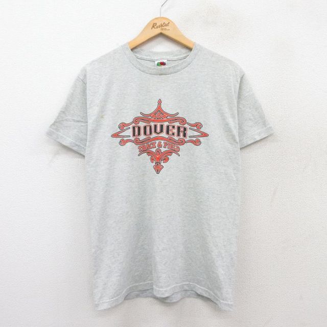 M★古着 フルーツオブザルーム 半袖 ビンテージ Tシャツ メンズ 00年代 00s DOVER クルーネック 薄グレー 霜降り 25jul29 中古