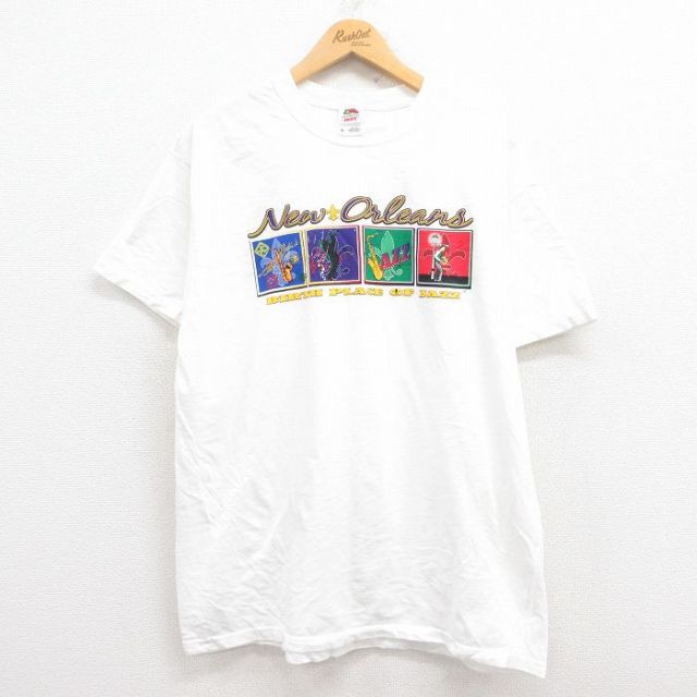 XL★古着 フルーツオブザルーム 半袖 ビンテージ Tシャツ メンズ 00年代 00s ニューオリンズ コットン クルーネック 白 ホワイト 25jul31 中古