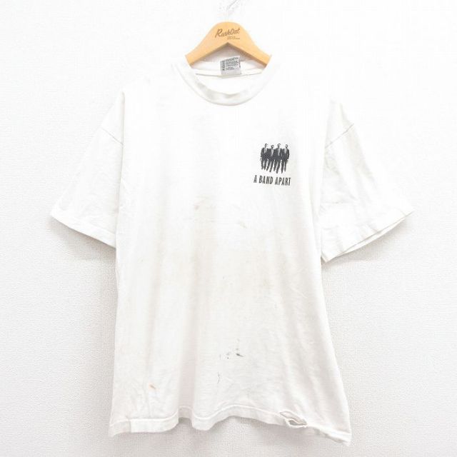 XL★古着 半袖 ビンテージ Tシャツ メンズ 90年代 90s バンドアパート タランティーノ コットン クルーネック USA製 白 ホワイト 【spe】 25jul31 中古