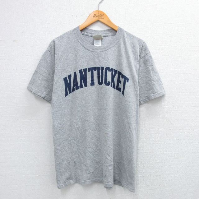 L★古着 半袖 ビンテージ Tシャツ メンズ 00年代 00s ナンタケット クルーネック グレー 霜降り 25jul31 中古