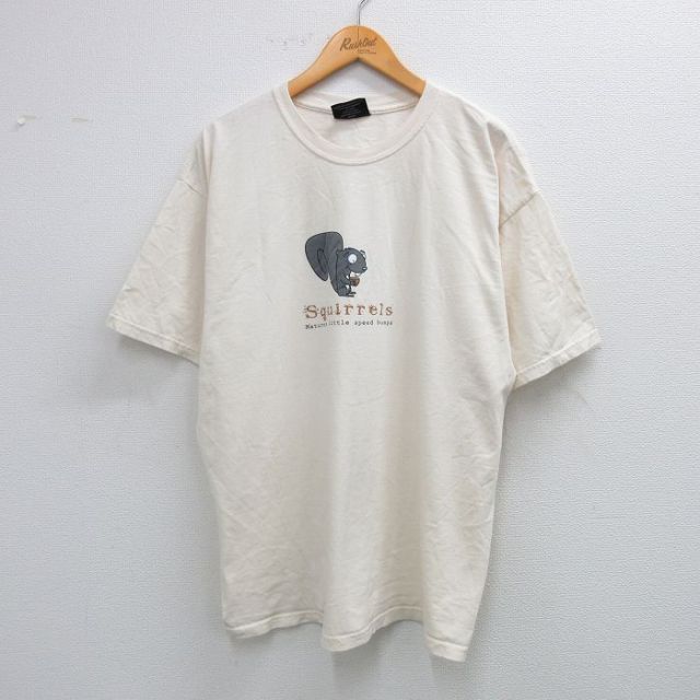 00s 半袖Tシャツ リス 生成り ベージュ XL | 古着