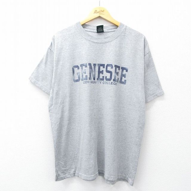 XL★古着 MVスポーツ 半袖 ビンテージ Tシャツ メンズ 90年代 90s ジェネシー コミュニティ カレッジ コットン クルーネック グレー 霜降り 25jul31 中古
