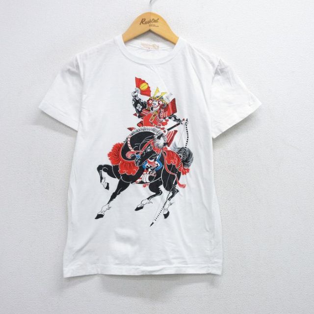 【50%OFF】S★古着 半袖 ビンテージ Tシャツ メンズ 80年代 80s 武将 馬 コットン クルーネック 白 ホワイト 【spe】 25jul31 中古
