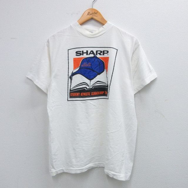 【50%OFF】L★古着 半袖 ビンテージ Tシャツ メンズ 80年代 80s MLB ニューヨークメッツ コットン クルーネック 白 ホワイト メジャーリーグ ベースボール 野球 【spe】 25jul31 中古