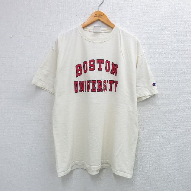 XL★古着 チャンピオン champion 半袖 ビンテージ Tシャツ メンズ 00年代 00s ボストン 大学 大きいサイズ クルーネック 生成り 25jul31 中古