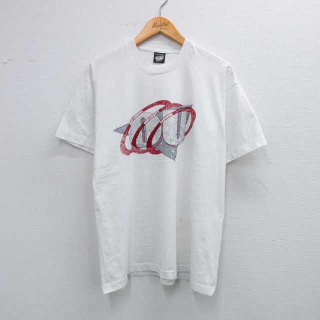 XL★古着 スクリーンスターズ 半袖 ビンテージ Tシャツ メンズ 80年代 80s オクラホマスーナーズ 大学 クルーネック USA製 白 ホワイト 25jul31 中古