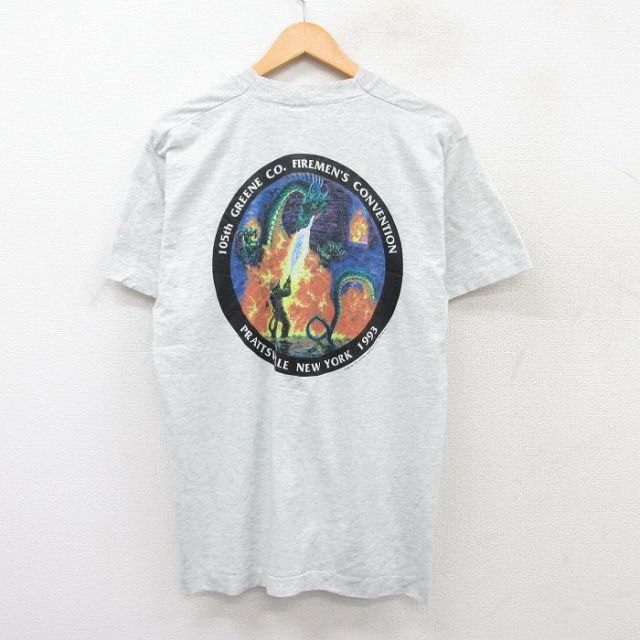 フルーツオブザルーム 90s 半袖Tシャツ 消防士ドラゴン グレー L | 古着