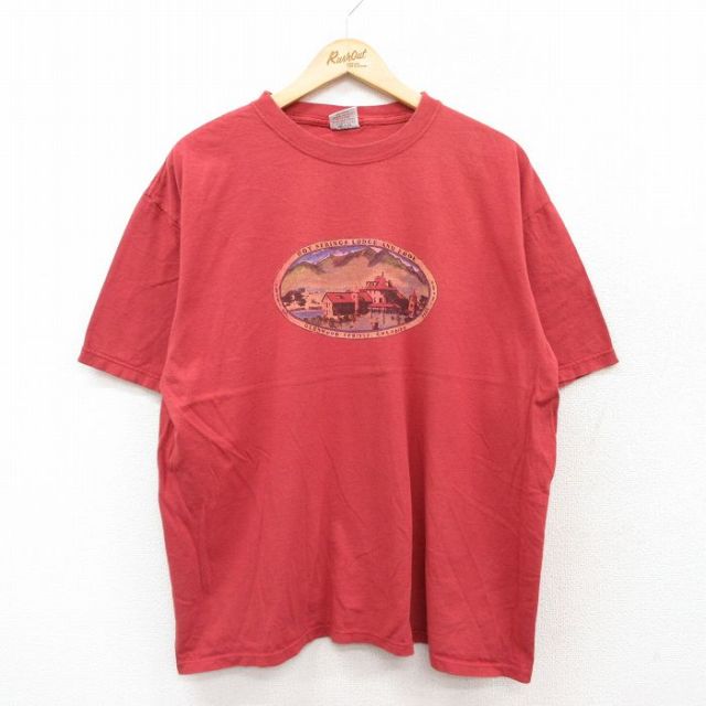 【50%OFF】XL★古着 SDI 半袖 ビンテージ Tシャツ メンズ 90年代 90s ロッジ 大きいサイズ コットン クルーネック USA製 赤系 レッド 【spe】 25jul31 中古
