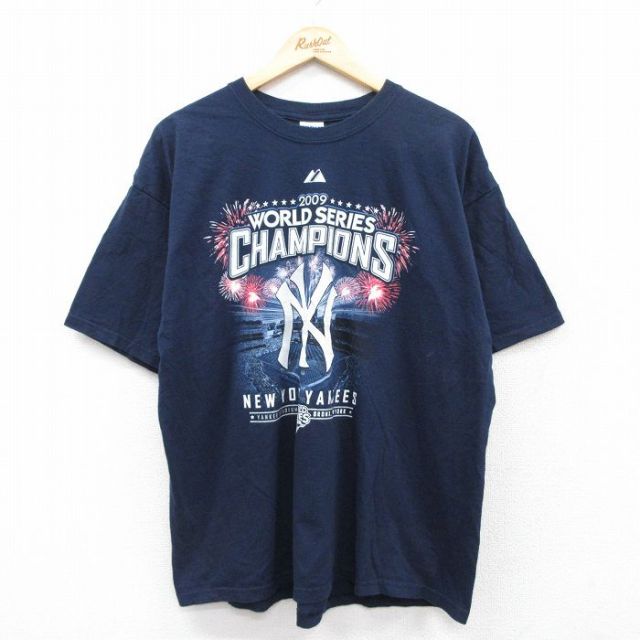 XL★古着 半袖 ビンテージ Tシャツ メンズ 00年代 00s MLB ニューヨークヤンキース ホルヘポサダ アルフレドアセベス 松井秀喜 コットン クルーネック 紺 ネイビー メジャーリーグ ベースボール 野球 25jul31 中古